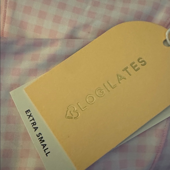 Blogilates Women's Ruffle Corset Sports Bra Pink Gingham - Picture 5 of 6